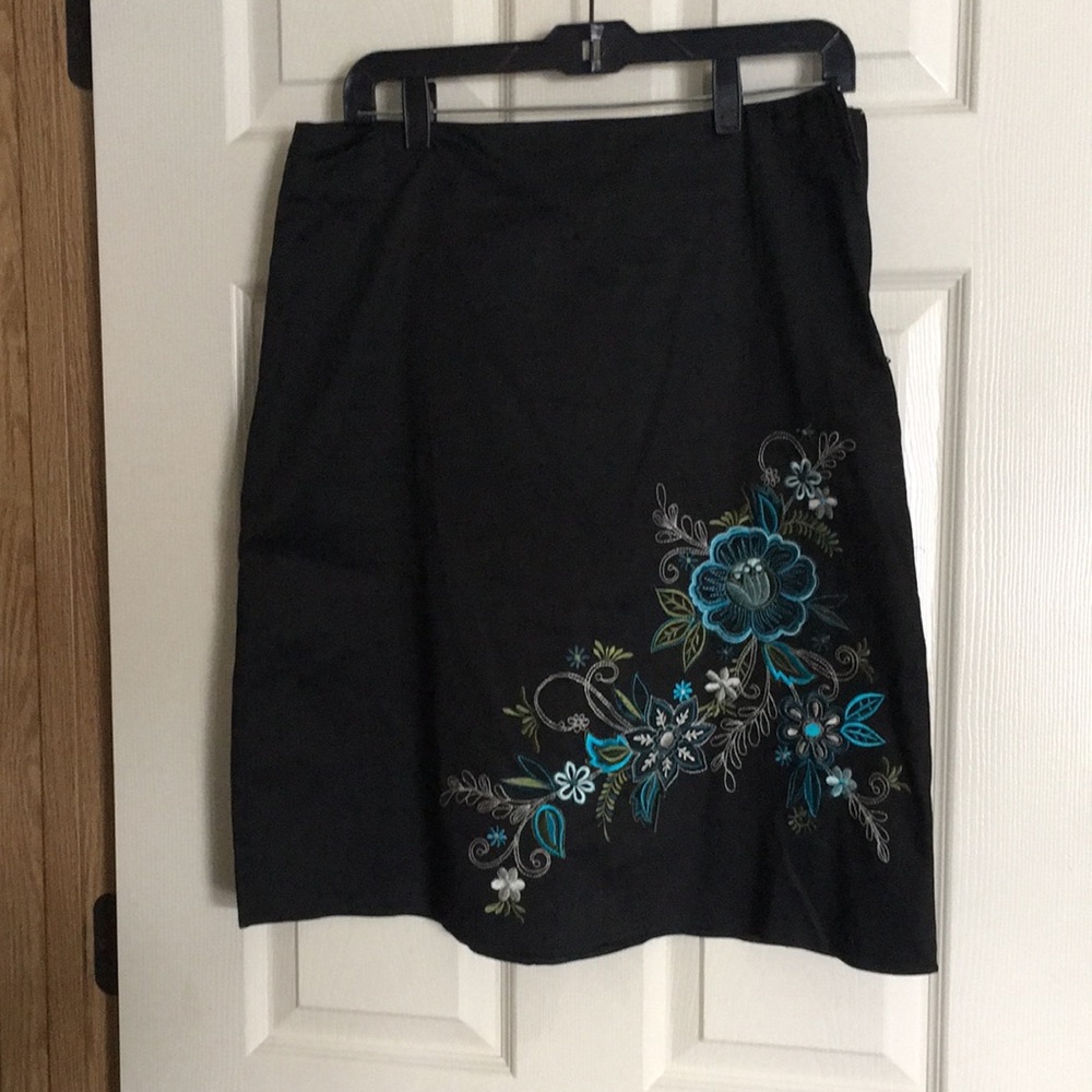 Black Skirt with Turquoise Floral detail